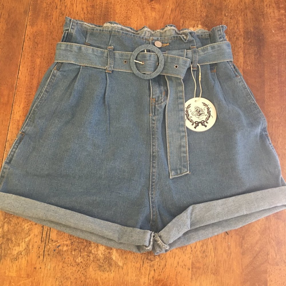 Paperbag Waist Denim Shorts